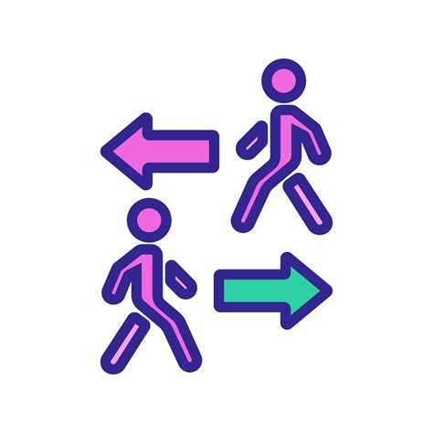 going in opposite directions walking people icon vector outline ...