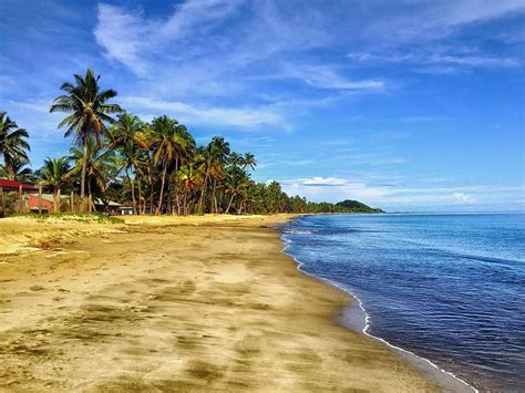 fiji, beach, sand, palm trees, tropics, sky, clouds, sea, ocean, nature ...