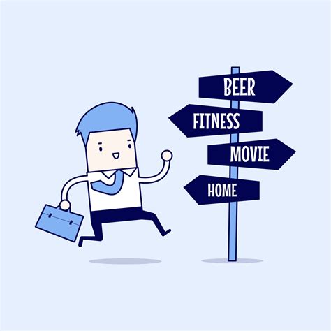 Businessman with destination to go after work. Cartoon character thin ...