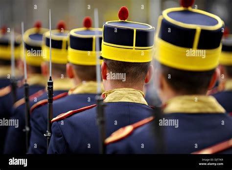 Back view with troops march during a military parade Stock Photo - Alamy