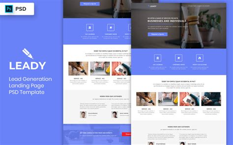 Lead Generation Landing Page Template UI Elements