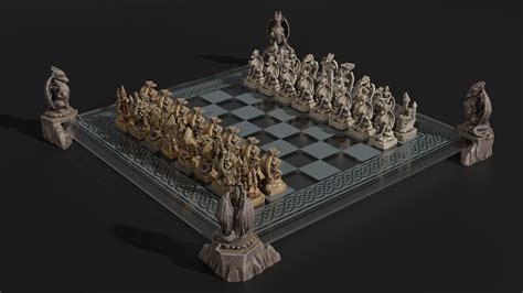 Dragon Chess Set 3D model | CGTrader