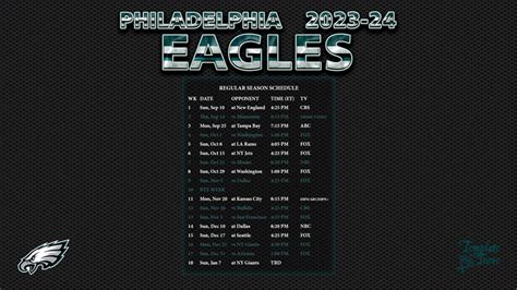 2023-2024 Philadelphia Eagles Wallpaper Schedule