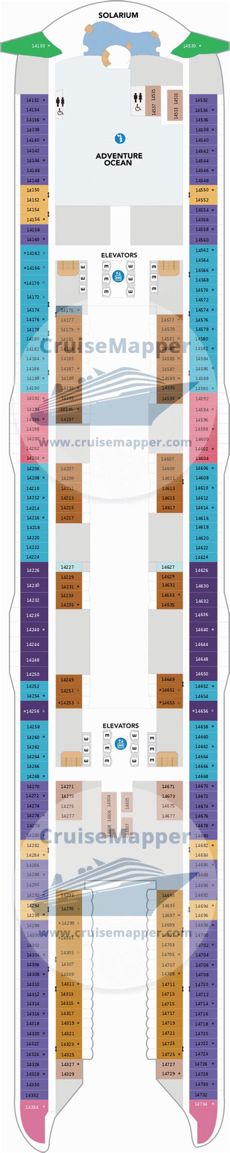 Utopia Of The Seas deck 14 plan | CruiseMapper