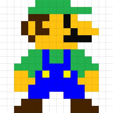 luigi pixel art grid - 94dodgeram250van