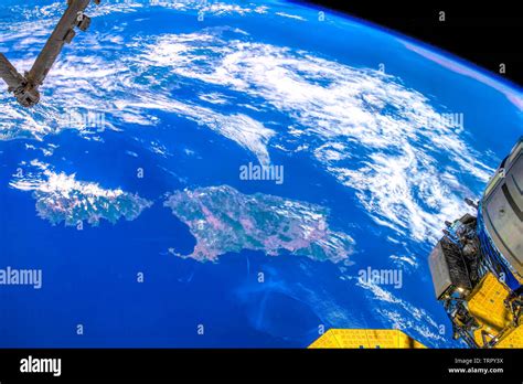 Planet Earth is seen from the International Space Station. Vibrant color satellite view of our ...