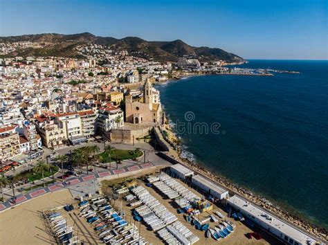 Beautiful Beach Of Sitges In Barcelona, Catalonia In A Holidays Vllage ...