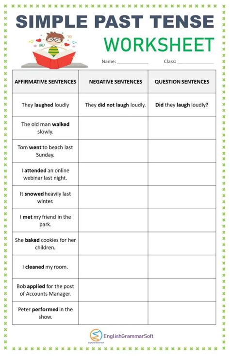 Printable Worksheets for Simple Past Tense - EnglishGrammarSoft