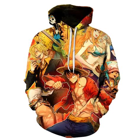 2018 new 3D printing One Piece anime style funny hoodie sweatshirt cute men's hoodie and ...