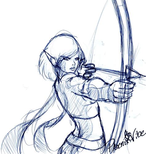 Archer pose | Sketches, Elf drawings, Anime poses reference