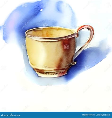 Watercolor Tea Cup Sketch Isolated, Hand Drawn Stock Illustration ...