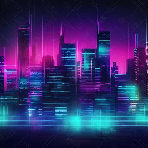 Premium AI Image | A neon city with a cityscape and the word cyberpunk on it.