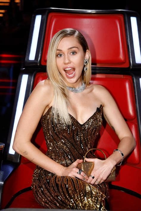 Miley Cyrus Gold Sequin Dress on The Voice | POPSUGAR Fashion