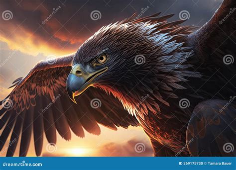 Proud Majestic Eagle Flying through the Sky Stock Illustration - Illustration of majestic, eagle ...