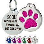 FRISCO Stainless Steel Personalized Dog & Cat ID Tag, Paw Print, Pink Glitter, Small - Chewy.com