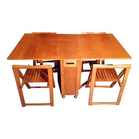 Mid-Century Drop Leaf Gateleg Dining Table With Stow Away Folding ...