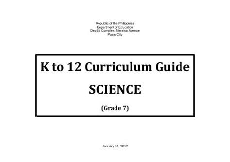 Deped Science Curriculum Guide