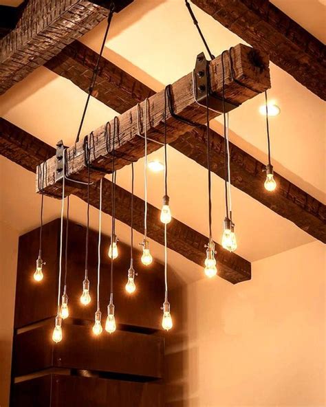 Reclaimed Wood Beam Chandelier - Rustic - Chandeliers - by Unique Wood & Iron