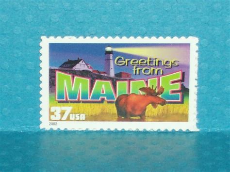 FIVE 37c greetings From Maine Vintage United States Postage Stamps No. 3714 for Weddings ...