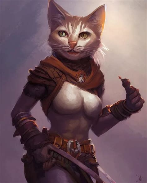 Tabaxi :: Rogue, pretty, beautiful, DnD character art | Stable Diffusion