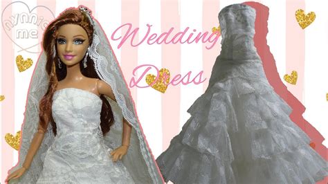 DIY How to make a Wedding dress for Barbie | style dress for Barbie | nynnie me - YouTube