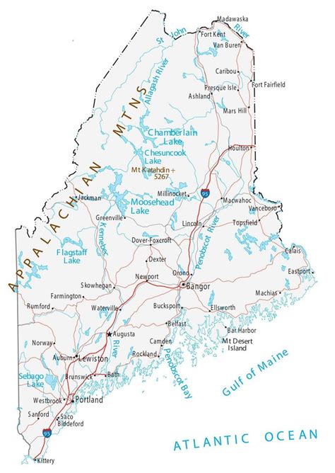 Map of Maine - Cities and Roads - GIS Geography