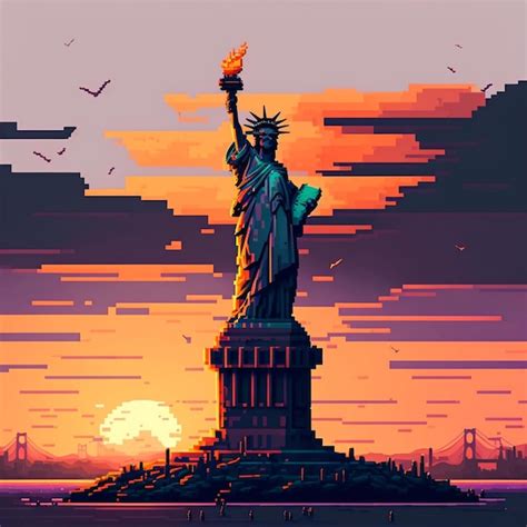 Premium Photo | Pixel statue of liberty