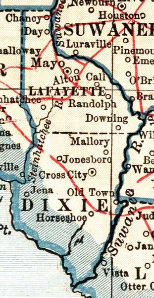 Map of Dixie County, Florida, 1921