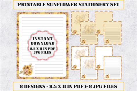 Sunflower Stationery Set Graphic by Funkyday · Creative Fabrica