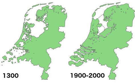 The Netherlands before and after land reclamation : r/MapPorn