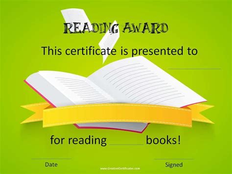 Editable Reading Award Certificates Reading Awards Certificate ...