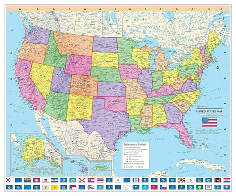 States Map With State Flags - 24X20 Rolled Laminated - Walmart.com