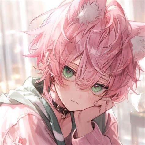 Anime Cat Boy, Neko Boy, Kawaii Boy, Cute Anime Boy, Kawaii Anime, Anime Guys, Pink Hair Guy ...