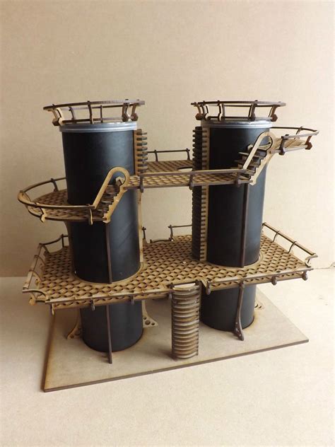 Industrial building Dual Silos scenery terrain warhammer 40k wargame ...