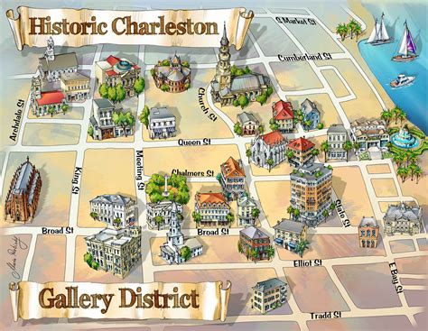 Charleston Gallery District Map illustration on Behance