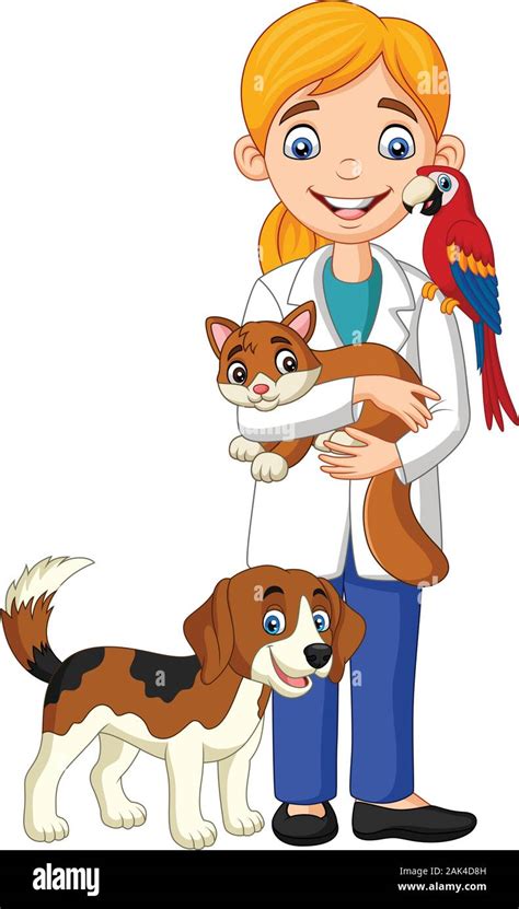 Cartoon female veterinarian examining pets Stock Vector Image & Art - Alamy