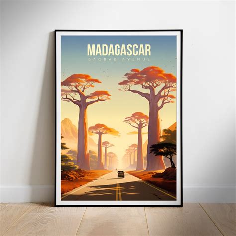 Madagascar Travel Poster Retro Downloadable Poster of Baobab Avenue ...