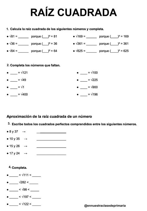 Ejercicio online de Raíz cuadrada para 6º. Puedes hacer los ejercicios ...