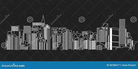 Cityscape Building Line Art Vector Illustration Design Stock Vector - Illustration of estate ...