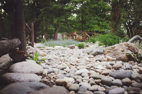 Beautiful Wooden Bridge and Decorative Stones, Landscape Design, Park ...