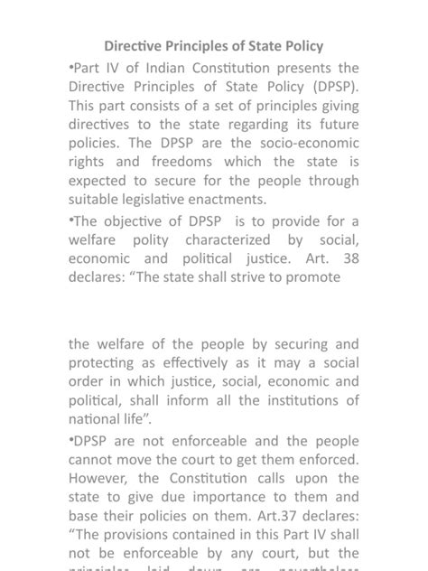 Directive Principles of State Policy (DPSP) | PDF | Political Science ...