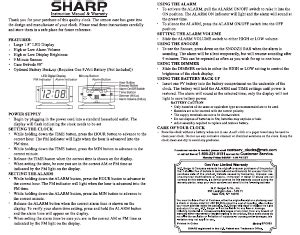 Manual Sharp SPC033 Alarm Clock
