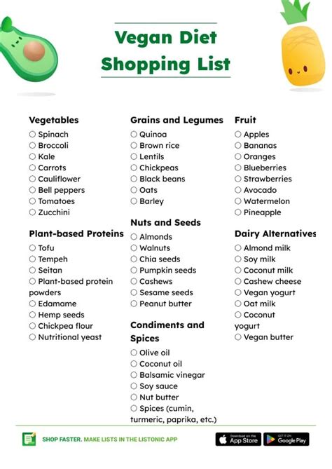 Vegan Diet Food List (+ Shopping List and PDF) - Listonic