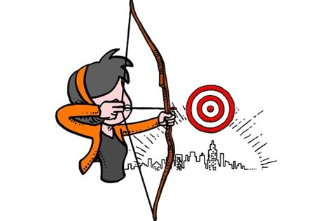 Premium Vector | Female business worker aiming the target objectives concept cartoon vector ...