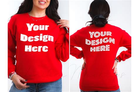 Front and Back Gildan Sweatshirt Mockup Graphic by InfiniTim · Creative Fabrica