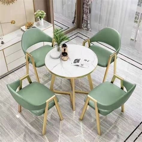 Modern Elegant Design Marble Round Coffee/Dining Table Set 4Seater ...