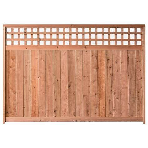 6 ft. High x 8 ft. Wide Redwood Construction Heart Horizontal Lattice Top Fence Panel | Fence ...