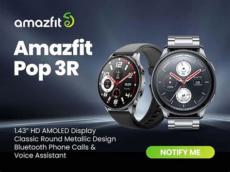 Amazfit Pop 3R Stylish Round Metallic Design Smart Watch with BT Phone ...