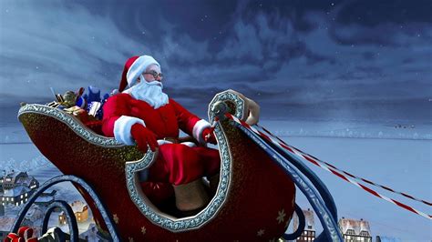Santa Claus On Sled In Starry Sky Background HD Santa Claus Wallpapers | HD Wallpapers | ID #55130