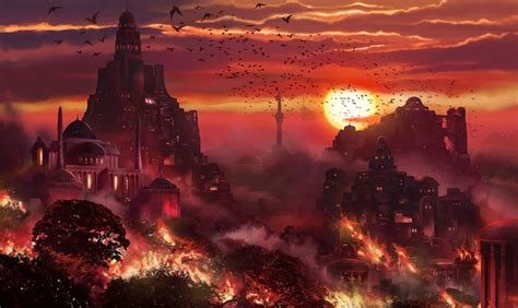 The Burning City by Daniele Montella https://ift.tt/2ZLq5ZO | Burning city, Fantasy city, City ...